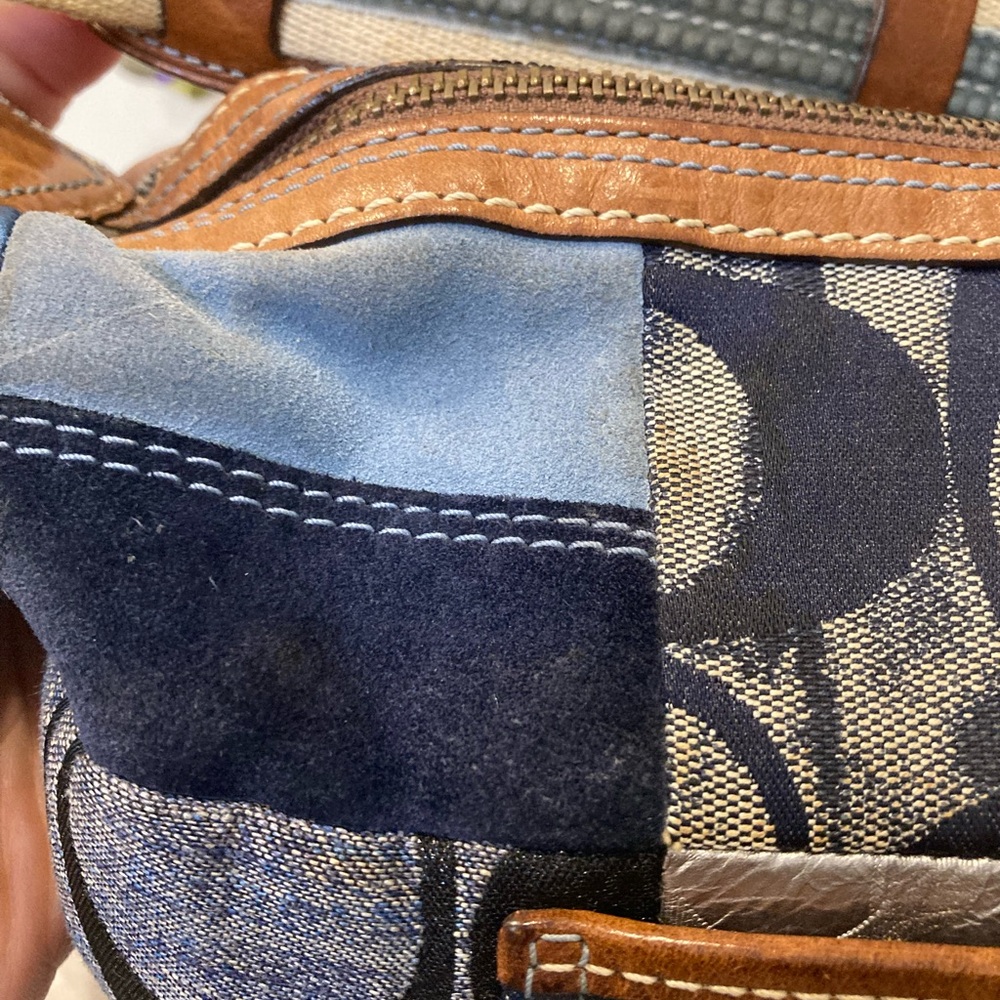 Coach Vintage Hobo Patchwork Blue Leather-Trim Shoulder Bag-No- B06S- 10019 - Picture 11 of 12